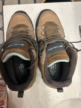 Columbia Brown Hiking Boots with Mint Collar Accent